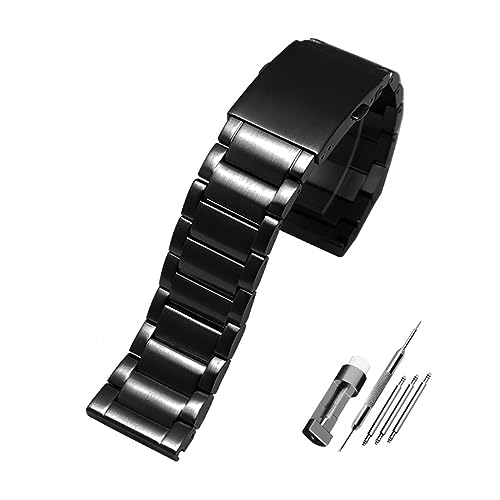WAHRE 22mm 24mm 26mm 28mm Schwarz Silber Gold Edelstahl Armband Herren Solide Metall Uhr Kette Fit for Diesel DZ7333 DZ4344 Armband(Black,28mm)