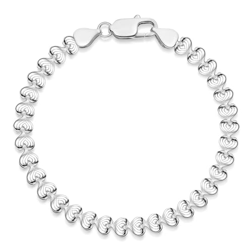 MATERIA Damen Armband Silber 925 Herzkette Armkette 5mm mit Geschenk Schmuckschachtel - Made in Germany #SA-73, Länge:17 cm