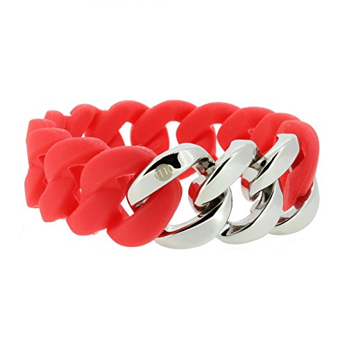 Hanse-Klunker Armband Damen ORIGINAL Silikon Koralle, Edelstahl Silber Frauen Mädchen Größe 19-20 cm inkl. Schmuck-Geschenk-Box