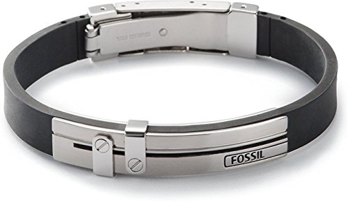 Fossil Herren Armband PU mit Edelstahl, Innere Länge: 19 cm, AbmessunGen: 50 x 10 x 5,1 mm, JF85096040