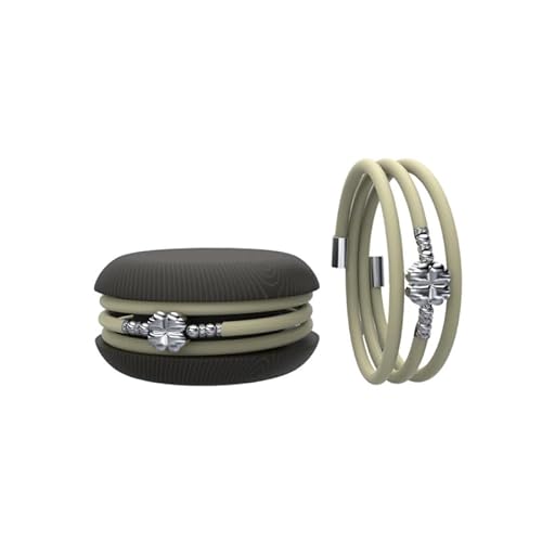 Too Late Macaron Damenarmband aus Gummi mit Charme (Beige (GOODLUCK-Charme))