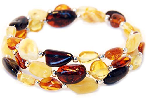 Bernstein Armband Damen – 100% Baltischer Bernstein Schmuck - Bernstein Perlen Poliert - Bernsteinarmbänder - Bernstein Perlen echt - Anti Stress Armband Damen