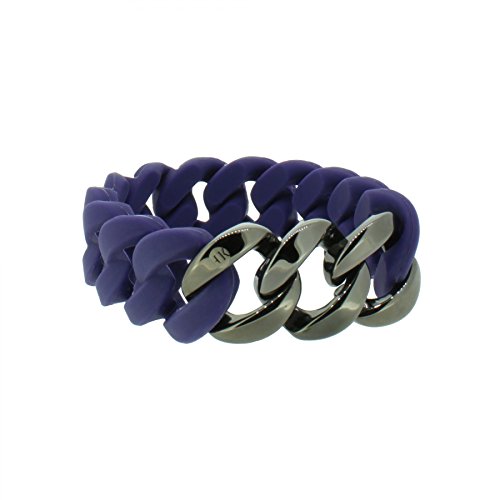 Hanse-Klunker Armband Damen ORIGINAL Silikon Nachtblau, Edelstahl Gun Metal Frauen Mädchen Größe 18-19 cm inkl. Schmuck-Geschenk-Box