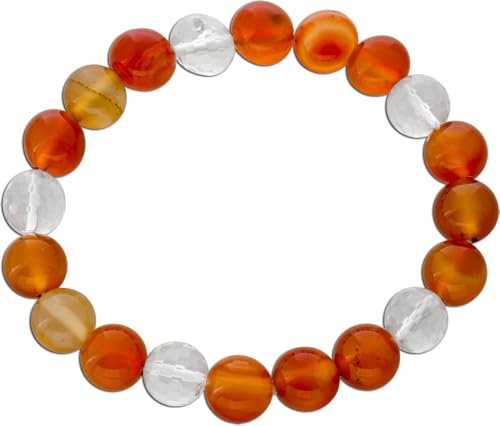 Ch.Abramowicz Karneol Bergkristall Armband orange roter Kugeln 10mm 20
