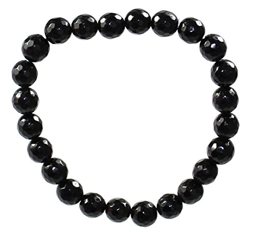 budawi® - Turmalin Edelstein-Armband facettiert 8 mm (Schörl), Edelstein-Armband mit Stretch-Nylonfaden