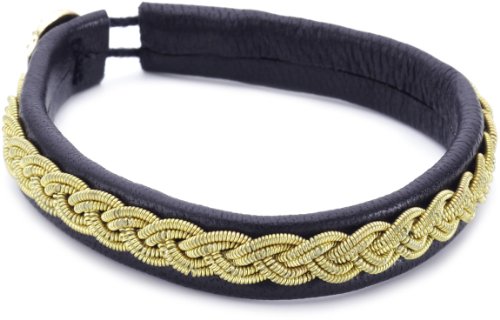 PILGRIM Jewelry Damen-Armband aus der Serie Leather Bracelets vergoldet schwarz 18.0 cm 251232112