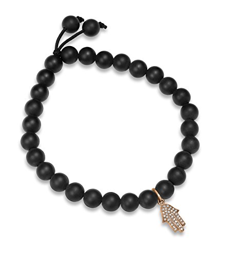 Carissima Gold Damen 9k (375) Rotgold 0.12ct Diamant Hamsa Hund und Onyx Armband 17 cm/6.7zoll 1.28.572G