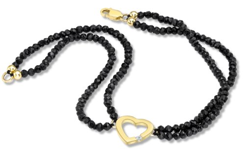 Carissima Gold Damen Dames 9 k (375) geelgoud diamant zwart spinel armband, 9 karaats, (375) geelgoud, geelgoud