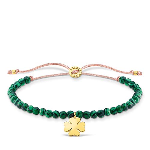 Thomas Sabo Armband grüne Perlen mit Kleeblatt gold vergoldetes Silber A1983-140-6-L20V