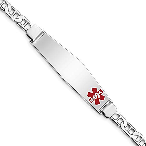 Sterling Silber Anker, medizinisches ID-Armband, 17,8 cm, Karabiner-JewelryWeb