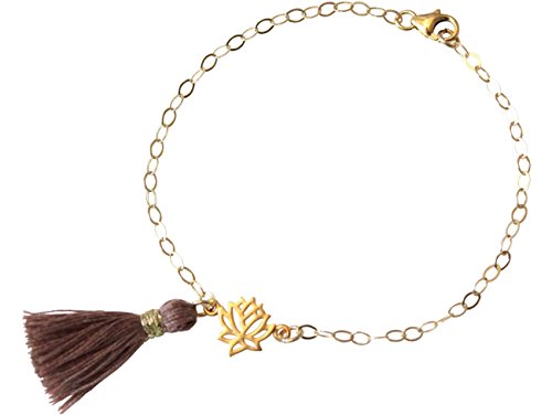 Gemshine - Damen - Armband - 925 Silber - Vergoldet - Lotus Blume - Quaste - Rose - YOGA - 4 cm