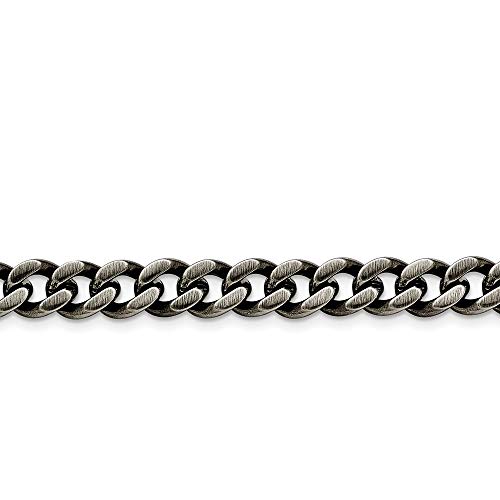 Stainless Steel 9.25 mm, oxidiert Panzerkette Armband - 9 cm-JewelryWeb