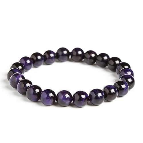 HZLXF1 Lila Tiger Eye Buddha Armbänder Naturstein Runde Perlen Elastizität Seil Armband Geeignet for die meisten Frauen Zubehör (Length : 8mm)