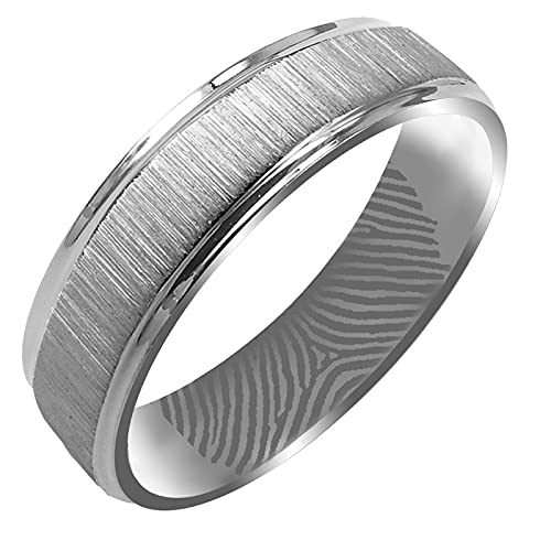 Everstone Personalisieren Fingerabdruck Gravieren Paar Ringe Eheringe, Titane Ring Hochzeit, Verlobung, Alltag, Männer Damen Partnerringe Eheringe, Größe 46 bis 77 Farbe: Platin 6MM 4MM