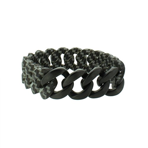 Hanse-Klunker Armband Herren ORIGINAL Silikon Muster Carbon Style, Edelstahl Schwarz Matt Männer Jungen inkl. Schmuck-Geschenk-Box