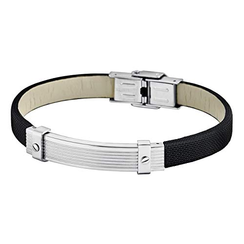 Lotus Style Armband Men in Black aus Stoff & Edelstahl