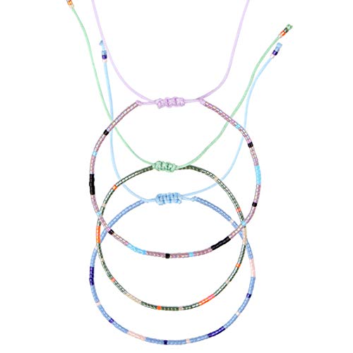 Made by Nami Perlen Armband 3er Set Damen & Mädchen - 3x Surfer Armband - 100% Wasserfest & Verstellbar - Bunte Freundschaftsarmbänder - Geschenk beste Freundin - Festival Accessoires (Classics)