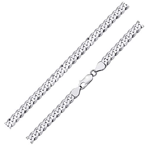 Materia Herren Armband Panzerkette Silber 925 - Männer Panzerarmband 18cm flach 6mm breit SA-63-18