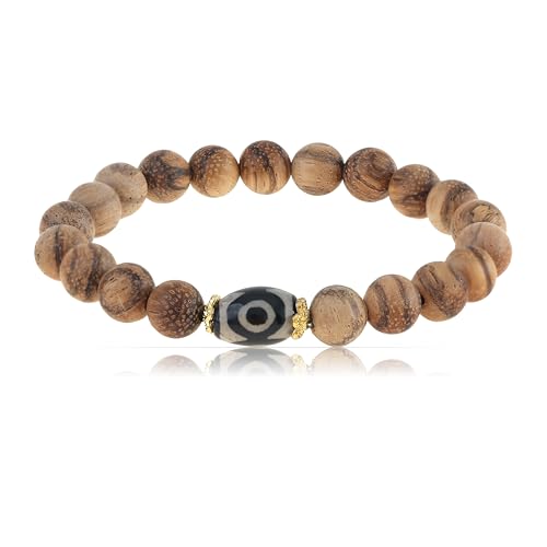 Made by Nami Perlenarmband Herren aus Sandelholz mit Edelstein Männer Armband mit Perlen Herren Schmuck Spiritueller Schmuck (Holzperle)