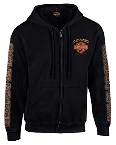 Harley-Davidson Men's Eagle Piston Long Sleeve Full-Zip Hoodie, Black 30299950