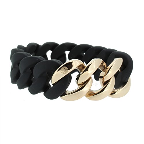 Hanse-Klunker Armband Damen ORIGINAL Silikon Schwarz, Edelstahl Rosegold Frauen Mädchen Größe 19-20 cm inkl. Schmuck-Geschenk-Box