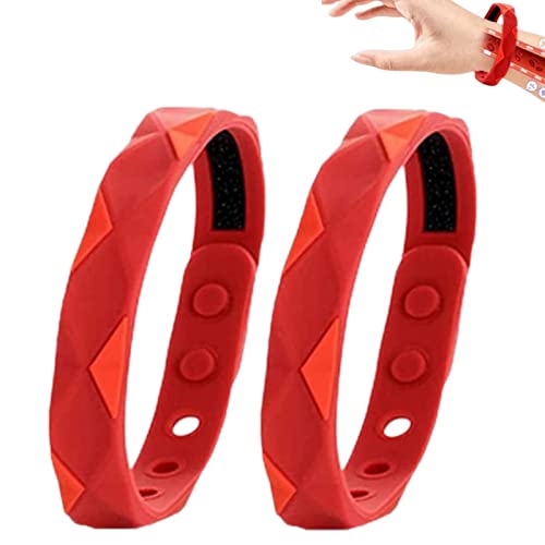 Healthify Sugar Regulator Armreif Healthify Negative Ionen Silikagel Sportarmband Cawik Armband Magnettherapie Armband 6 Löcher Anpassung für Männer und Frauen (Rot*2)
