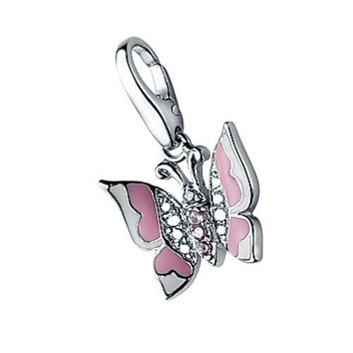  CZ und Emaille Rosa und Weiß Schmetterling Charme