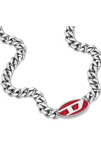 Diesel Herrenkette Edelstahl Emaille rot, DX1446040