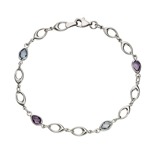 fascination by Ellen K. Damen-Armband 375 Weißgold rhodiniert Amethyst Tropfenschliff lila Topas 19cm - 324360155-19-2