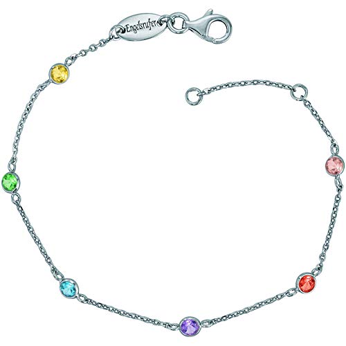 Engelsrufer Damen Sterling Silber, Multicolor Zirkonia Steinen, verstellbar (17–19 cm), Karabinerverschluss, nickelfrei, Allergiker freundlich