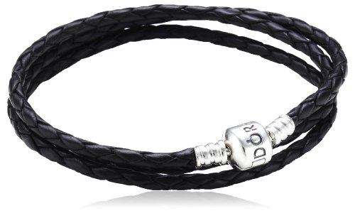 Pandora Damen-Armband 925 Sterling Silber Leder schwarz 590705CBK-T2