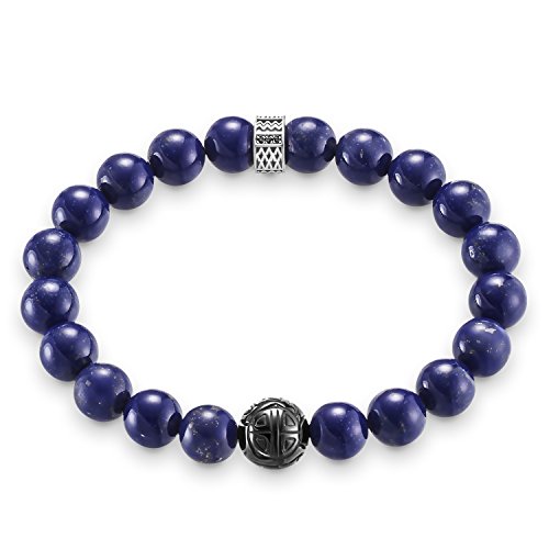 Thomas Sabo Herren-Armband Rebel at heart 925 Silber Zirkonia schwarz Jasper 20 cm - A1534-930-32-L20