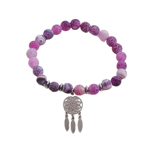 Weathered Fossil Beaded Bracelets For Men And Women, Stainless Steel Pendant Bracelets,Steel Color