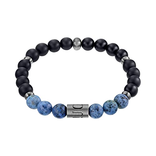 JOOP! Armband Edelstahl Herren Armschmuck, mit Dumortierit, 18,5 cm, Silber, Kommt in Schmuck Geschenk Box, 2033995