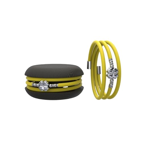 Too Late Macaron Damenarmband aus Gummi mit Charme (Gelb (GOODLUCK-Charme))