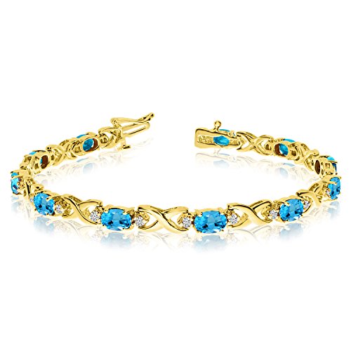 LXR 14k Gelbgold Natural Topas und Diamant Tennis Armband 4.4 ct