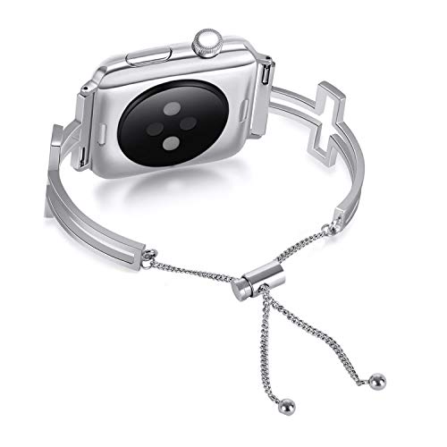 Für Apple Watch Armbänder 40mm Serie 4, Luxuriöses Edelstahl Metall Mädchen iWatch Straps Ersatzband Armband Uhrenarmband mit Anhänger / Quaste für Apple Watch 38 mm Serie 3 2 1,Nike+,Sport,Edition