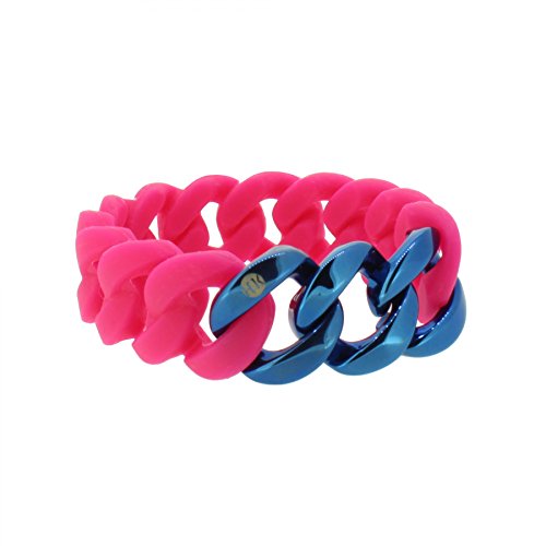 Hanse-Klunker Armband Damen ORIGINAL Silikon Pink, Edelstahl Blau Armreif Armkette Frauen Mädchen Größe 19-20 cm inkl. Schmuck-Geschenk-Box