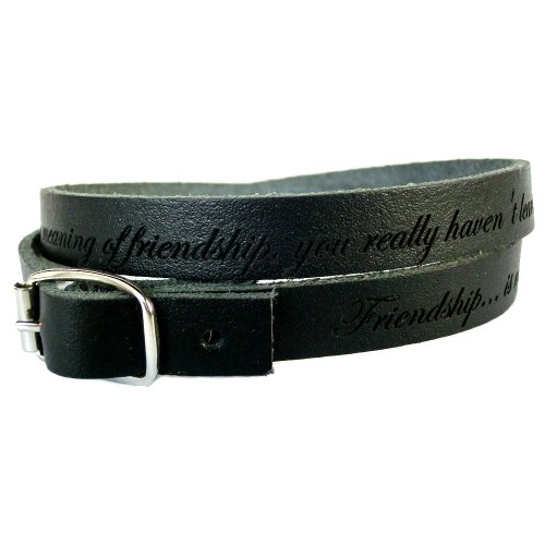 area17 Lederarmband Wickelarmband 50 cm schwarz mit Schnalle Armband mit Wunsch Gravur