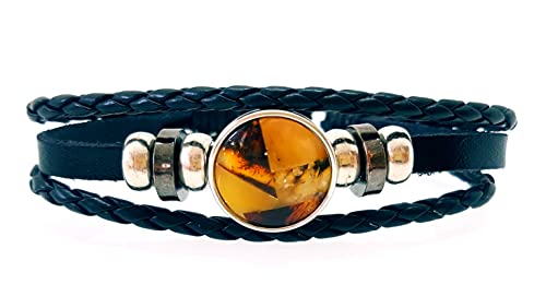 Ambermilana LEDER ARMBAND MIT BERNSTEIN BALTISCHEN BERNSTEIN MANNER DAMEN UNISEX