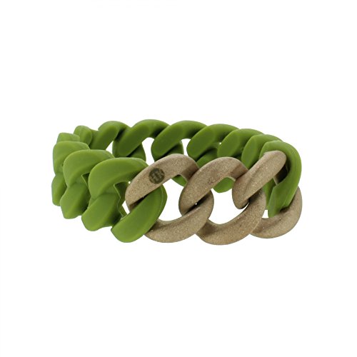 Hanse-Klunker Armband Damen ORIGINAL Silikon Oliv, Edelstahl Rosegold Sandgestrahlt Frauen Mädchen Größe 18-19 cm inkl. Schmuck-Geschenk-Box