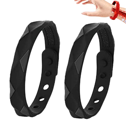 Healthify Sugar Regulator Armreif Healthify Negative Ionen Silikagel Sportarmband Cawik Armband Magnettherapie Armband 6 Löcher Anpassung für Männer und Frauen (Schwarz*2)