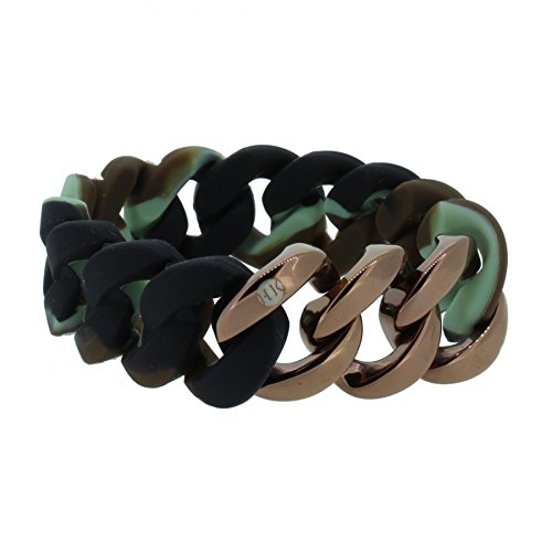 Hanse-Klunker Armband Damen ORIGINAL Silikon Muster Camouflage, Edelstahl Bronze Frauen Mädchen Größe 19-20 cm inkl. Schmuck-Geschenk-Box