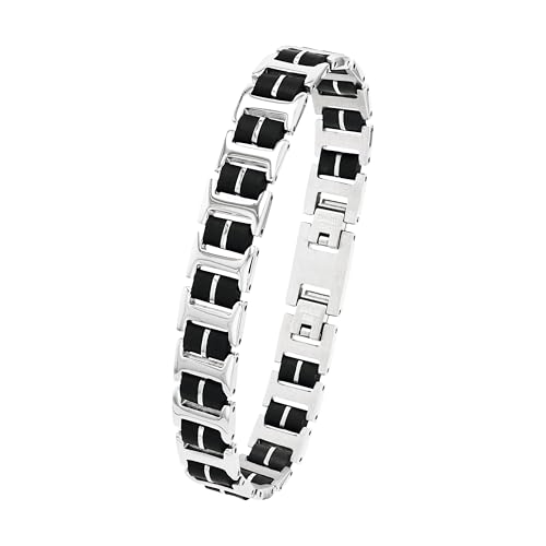 Amor Armband Edelstahl Kautschuk Herren Armschmuck, 22 cm, Silber, Kommt in Schmuck Geschenk Box, 9352524