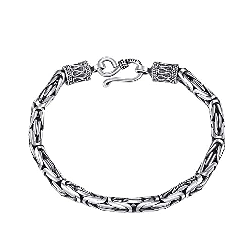 Anpassungsterling Silberarmband Armband, Sterling Silber Armband for Frauen, Frauen 925 Sterling Silber Armband Vintage Relief Armband Freundschaft Armband Sterling Silberschmuck Geschenke for Schwest