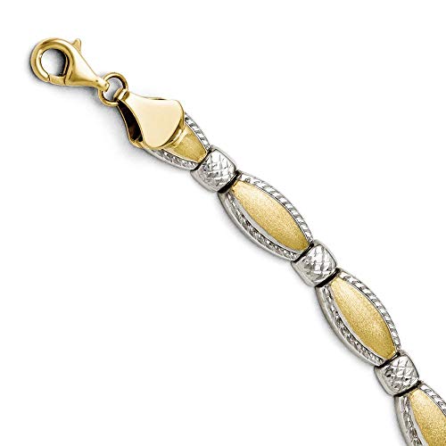 10 K zwei-Ton Armband Diamant-Schnitt - 17,78 cm - höherer Feingehalt als 9ct Gold - JewelryWeb
