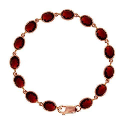 Beautiful Jewellery Company Bjc ® 9 Karat Rosegold Natürlich Granat Tennis Armband 21.00ct Brandneu in Geschenkbox