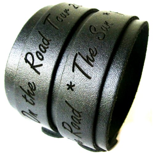 area17 Gravur Lederarmband Doppelriemen, schwarz - mit Wunsch Gravur