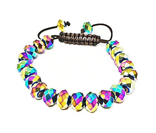 Freundschaftsarmband Kristall mit Seide, in Regenbogenfarben