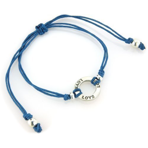 925 Sterlingsilber graviert  Love  army Freundschaftsarmband in Blau